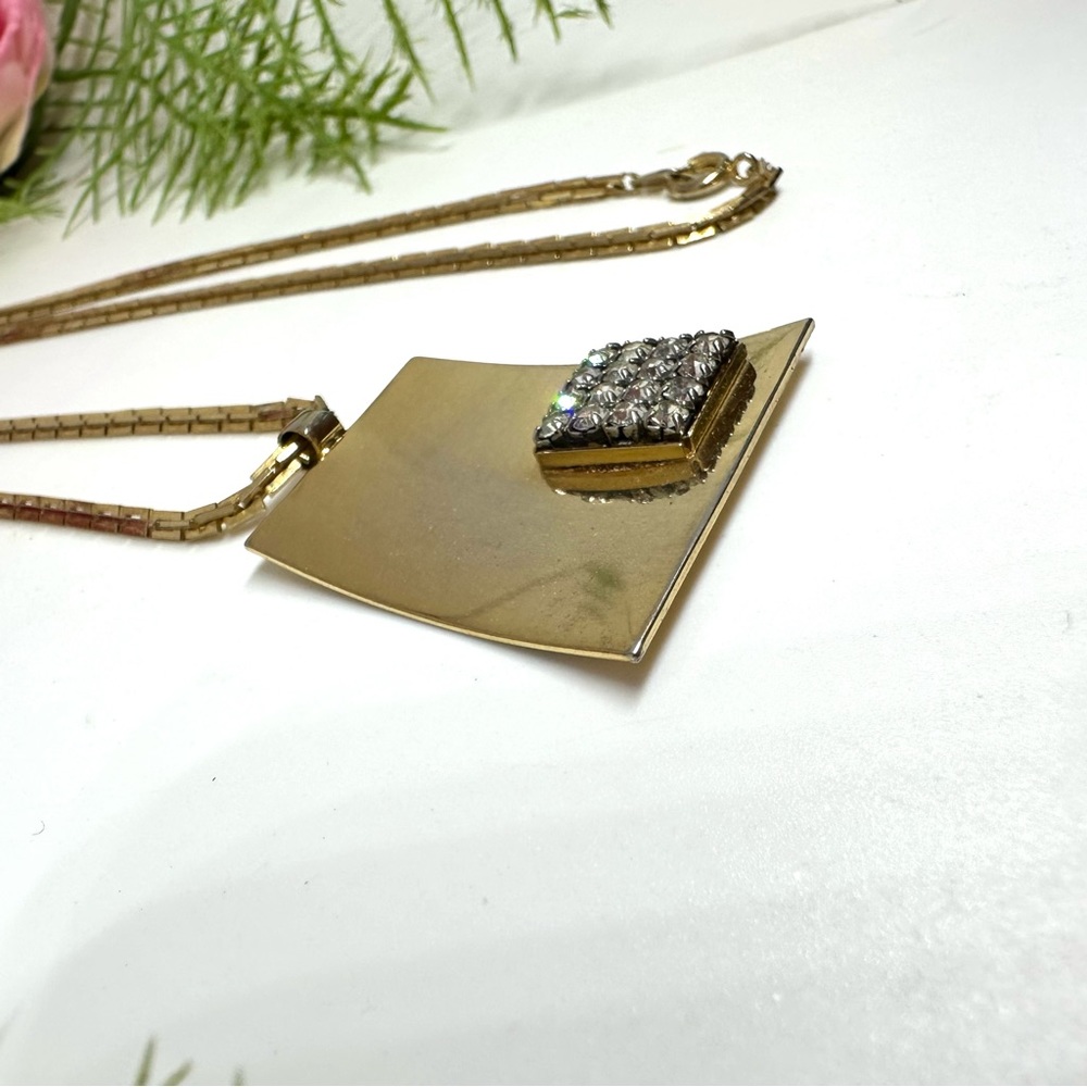 VINTAGE⚜️Abstract Crystal Embellished Pendant Necklace - Picture 4 of 8